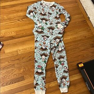 Womans Blue S'mores Print One Piece Pajamas